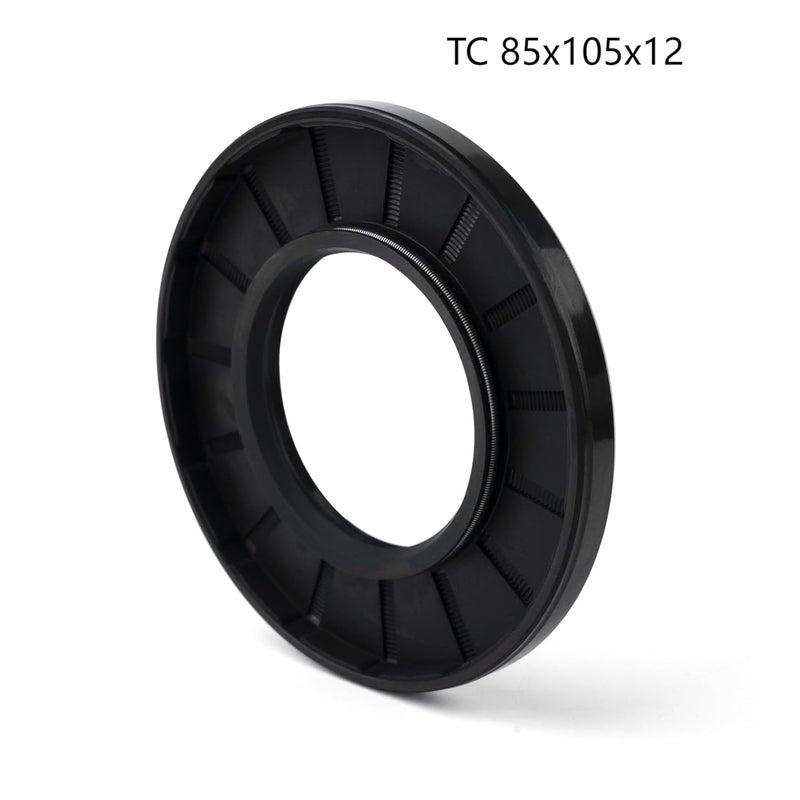 Xike 1PC Oil Seal, Lip Seal, TC 85mm x 105mm x 12mm, Nitrile Rubber Double Lip Spring-Loaded Oil Shaft Seal, Designed for Bearing Shaft, Black - Image 2